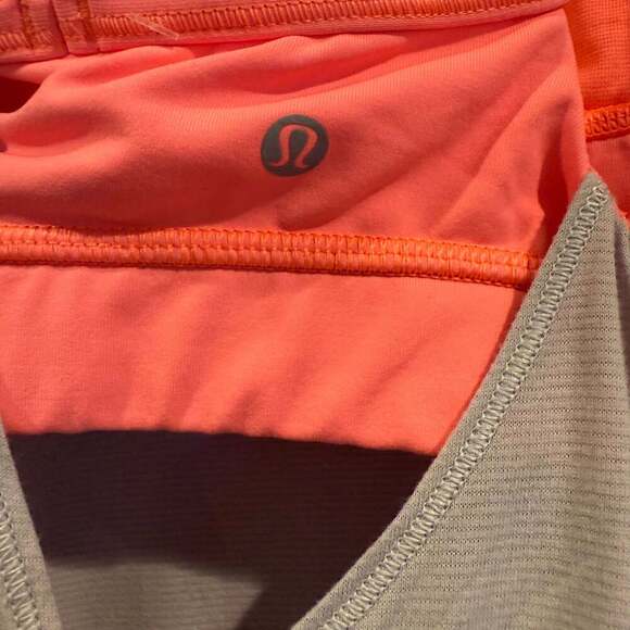 Lululemon Built-In Bra Tank Top – Grey & Neon Coral – Size 8 - Picture 2 of 3
